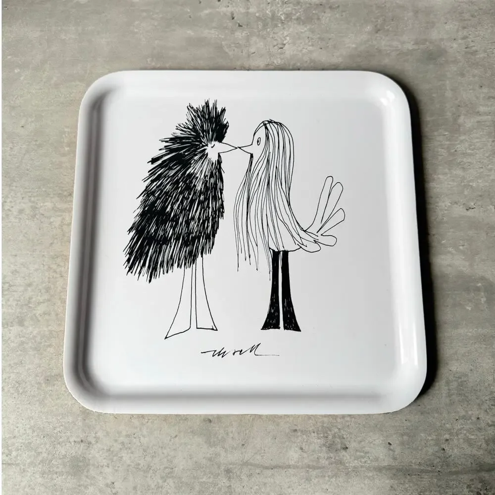 Olle Eksell Bird People IKEA Onskedrom Square Plastic Serving Tray Black White